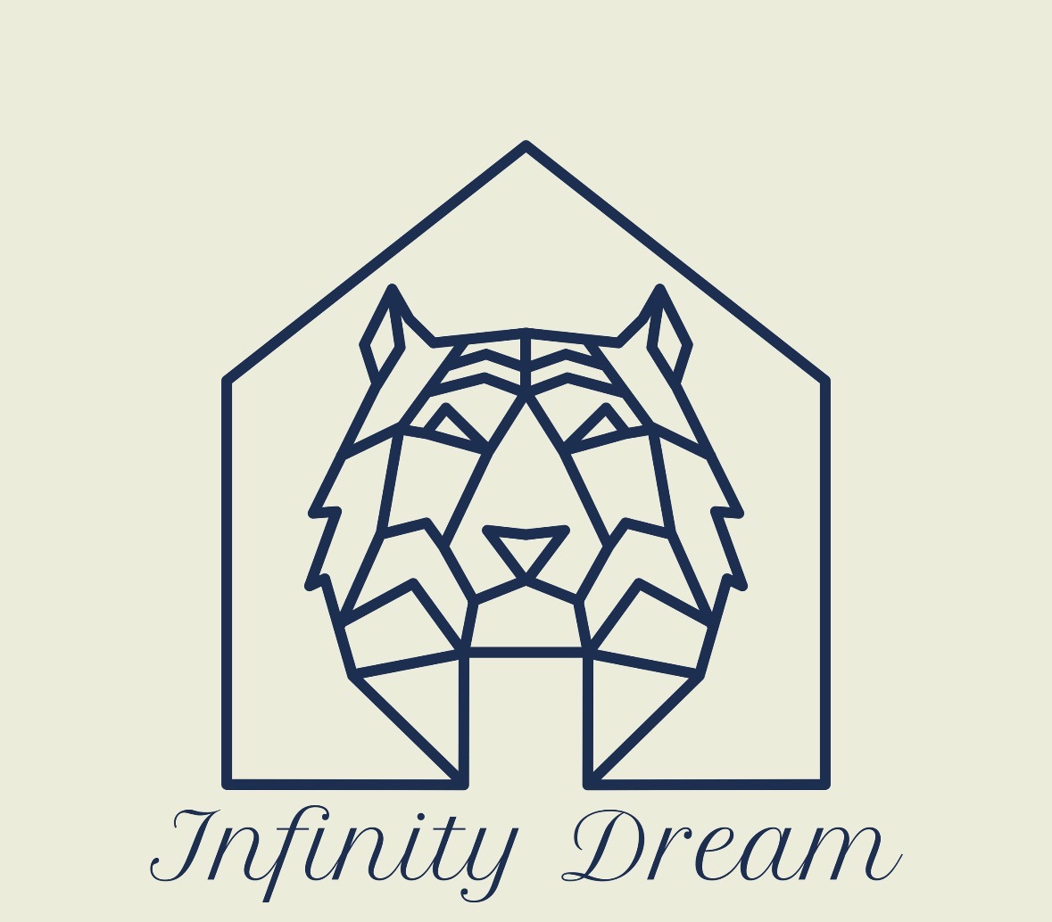 Logotipo de Infinity Dream: una casa y un lobo geométrico